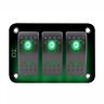 3x12v 192948247088 Unbrand Gang Toggle Rocker Switch Panel Green Led