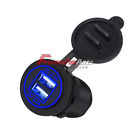 274598 Foreverunauto Blue Cigarette Lighter Socket Splitter Dual Usb Charger Power