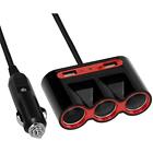 3-sockets 6200124840153 Raydosom Cigarette Car Chargers Lighter Splitter Dual Usb