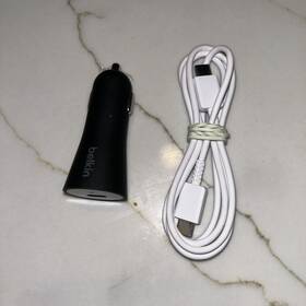 102022 Belkin 27w Usb-c Car Charger With Original Samsung White Charging Cable
