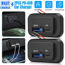 Qc3.0 Ibrookauction 601549102639 2pcs Car Fast Charger Socket Pd Type-c Ports Usb Power Adapter Outlet 12v