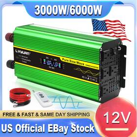F-3000p Lvyuan 3000w 6000w Pure Sine Wave Power Inverter Dc 12v To 110v Solar Car Converter Lcd