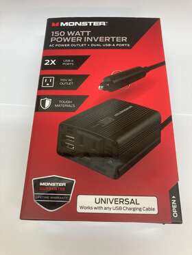 Monster 812350212480 150 Watt Power Inverter Usb Ac Outlet