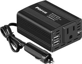 Pisfau 696604213641 150w Power Inverter 12v Dc To 110v Ac Car Plug Adapter Outlet Converter With