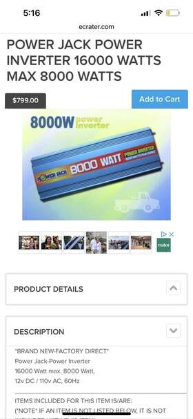 Pl-8000 Power Jack 8000w Inverter Tested Excellent Working Condition A Rare
