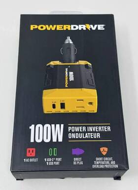 Pwd100d Powerdrive 100w Power Inverter Ondulateur Ac/usb-c/usb Port Car Travel
