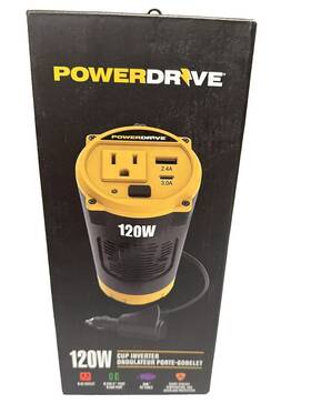 Pwd120c Powerdrive 120w Watt Cup Inverter Car Truck Audio Travel Usb C Ac Used