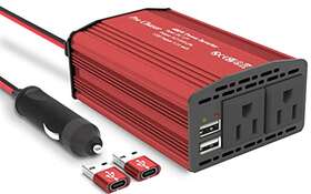 400w Pro Chaser Pciv400-srd Car Power Inverter 12v Dc To 110v Ac Truck Rv Red With Usb-c