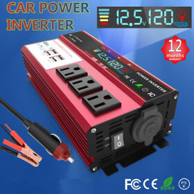 Hw-ddb-red-us12v-500w-us Roarbatt 500w 1000w Car Power Inverter Dc 12v To Ac 110v 120v Converter Us Plugs