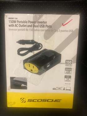 Pl150m-1 Scosche 150w Portable Power Inverter With Dual Usb Ports And Ac Outlet