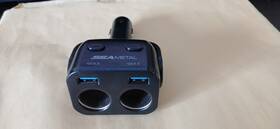 Y34q Seametal Dual Usb Charger Power Adapter Car Lcd Cigarette Lighter Socket Splitter Dc 12v