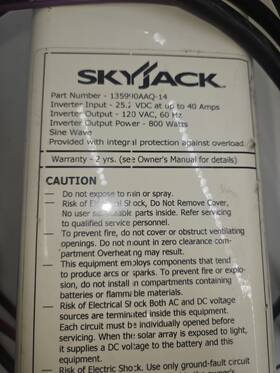135990aaq-14 Skyjack Power Inverter