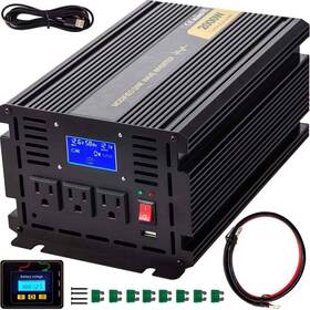 Znb2kw-12-1200i8xv9 Vevor 2000w Car Power Inverter 12v Dc To 120v Ac Modified Sine Wave With Lcd Display
