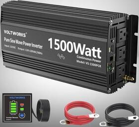 Voltworks 791300752118 - Power Inverter 1500watt Pure Sine Wave 12v To 110v 120v Ac