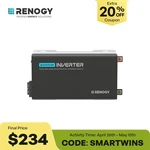 Renogy 2000W 12V Pure Sine Wave Inverter W/ Ups Transfer Switch And Built-in Bt. Fixed Price $291.99.