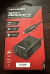 Monster 150WATT Power Inverter With Dual Port 20W Usb-c, Qc 3.0 Usb-a Sealed. Fixed Price $15.95.