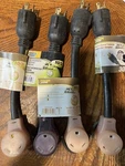 4- Rv Cords Generator Adapter 30A Lighted Female Prong Twist Lock 12". Fixed Price $30.00.