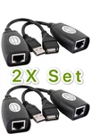 2X Set Usb Extension Ethernet RJ45 CAT5E/6 Cable Adapter Extender Over Repeater. Fixed Price $11.89.
