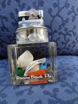 Glass Square Desk Cigarette Lighter With Assorted Sea Shells Inside .. Fixed Price $14.95.