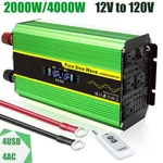 2000W 4000W Pure Power Inverter 12V 110V Car Converter Lcd 4AC 4USB Remote Green. Fixed Price $119.99.