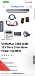 Windynation Vertamax 3000W Pure Sine Wave Inverter 12V Off-grid Remote Switch. Fixed Price $420.00.