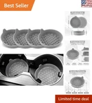 Stylish Gray Silicone Car Cup Holders 4 Pack Non-slip Design For All Vehicles. Fixed Price $12.59.