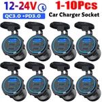 Usb Fast Car Charger Port PD+QC3.0 Outlet Socket For 12-24V Boat Marine Lot. Fixed Price $14.10.