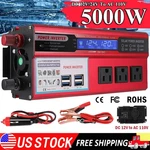 Pure Sine Wave Solar Converter 5000W Car Power Inverter Dc 12V To Ac 110V 4 Usb. Fixed Price $30.99.
