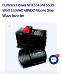 Outback Power VFX3648M 3600 Watt 120VAC 48VDC Mobile Sine Wave Inverter. Fixed Price $2000.00.