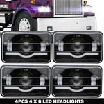 4PCS 4X6'' Led Headlights Hi/lo Beam W/drl For Peterbilt Kenworth Freightliner. Fixed Price $56.99.
