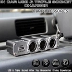3 In 1 Triple Socket Car Van Cigarette Lighter Adapter Power Plug Usb Port. Fixed Price $12.70.