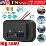 12-24V 4.8A Dual Usb Pd QC3.0 Car Boat Rv Fast Charger Socket Led Power Outlet. Fixed Price $7.99.