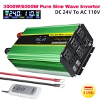 3000W Pure Sine Wave Inverter 24V Dc To 110V 6000W Lcd Remote Rv Home Backup. Fixed Price $129.99.