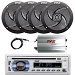 Pyle PLCD43MRB Marine Receiver, Amp, 4X 5.25" 180W Black Speaker, Antenna. Fixed Price $214.49.