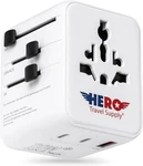 1XHERO International Travel Power Adapter Universal Plug For Europe, Uk, Us, Aus. Fixed Price $18.99.