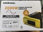 Krieger 2000 Watt 12V To 110V Pure Sine Wave Inverter Dual Ac Outlets & Usb. Fixed Price $225.00.
