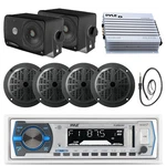 4" Black 100W Boat SPEAKERS,400W Amp, 3.5" Antenna,usb Bluetooth Radio. Fixed Price $168.49.