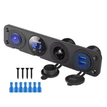 4 Gang Panel Dual Usb Socket Charger Led VOLTMETER+12V Power Outlet Car Boat. Fixed Price $15.89.