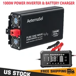 12V/24V Car Smart Battery Charger 1000W Power Inverter 120V Pure Sine Wave. Fixed Price $99.99.