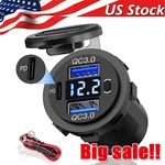 12V-24V PD+QC3.0 Dual Usb Car Fast Charger Power Socket Outlet Led Voltmeter Lot. Fixed Price $92.24.