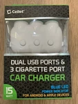 Cellet Dual Usb Ports & 3 Cigarette Car Charger 15 Watt. Fixed Price $19.99.