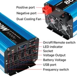 4000W/8000W Pure Sine Wave Power Inverter 12V/24V To 120V Remote Control Blue. Fixed Price $219.99.