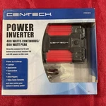 Cen-tech Power Inverter 400 Watts CONTINUOUS/800 Peak #66814 New Open Box. Fixed Price $35.00.