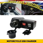 Motorcycle Handlebar Usb Dual Charger Cigarette Lighter W/ Socket Led Voltmeter. Fixed Price $15.99.