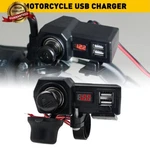 Motorcycle Handlebar Dual Usb Phone Charger Cigarette Lighter Socket Voltmeter. Fixed Price $15.19.