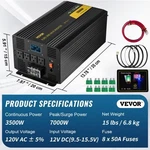 Vevor Pure Sine Inverter 3500W 12V To 120V Dc/ac Overheating Protection. Fixed Price $238.00.