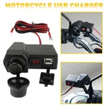 Motorcycle Handlebar Dual Usb Power Charger Voltmeter Cigarette Lighter Socket. Fixed Price $15.99.