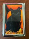 Pumpkin Black Cat Cigarette Case With Built Lighter Metal Wallet. Fixed Price $20.95.