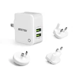 Bestek International Travel 2-PORT Usb Wall Charger With Uk Eu Au Worldwide 2.4A. Fixed Price $14.99.