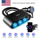 3 Way Car Cigarette Lighter Splitter With Voltage Display & Dual Usb For Truck. Fixed Price $12.90.